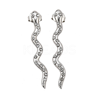 304 Stainless Steel Rhinestone Stud Earrings EJEW-Z116-01P-1