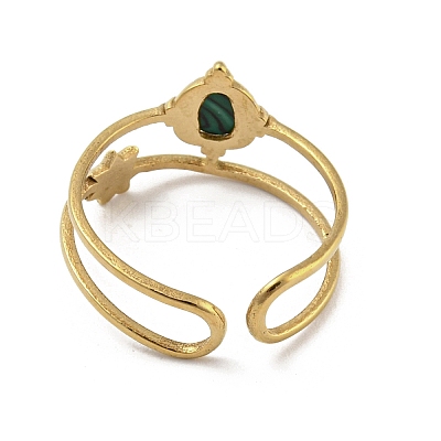 304 Stainless Steel with Synthetic Malachite Ring Ion Plating(IP) RJEW-Z031-01I-03-1
