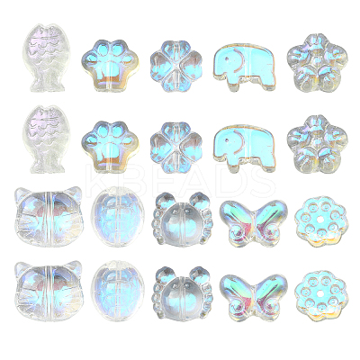 100Pcs 10 Styles Transparent Glass Beads GLAA-CJ0001-93-1