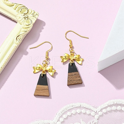 Resin & Walnut Wood Dangle Earrings EJEW-JE05507-02-1