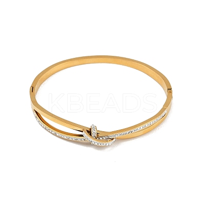 201 Stainless Steel with Rhinestone Bangles for Women LS-BJEW-B138-03G-1