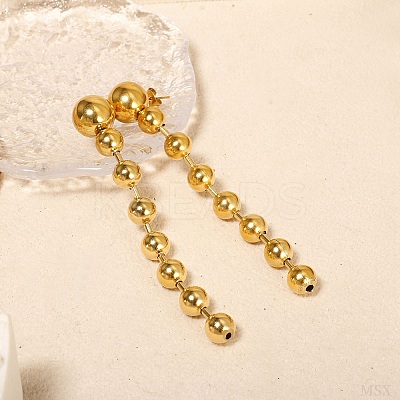 304 Stainless Steel Round Tassel Stud Earrings LS-EJEW-D330-02G-1