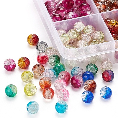 450Pcs 15 Colors Spray Painted Crackle Glass Beads CCG-YW0001-04-1