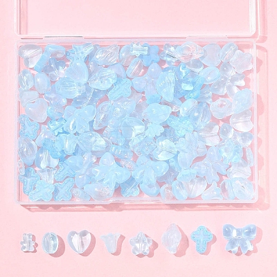 120Pcs 8 Styles Transparent Spray Paint Glass Beads GLAA-FS0002-21-1