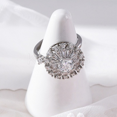 Sunflower Rotatable Open Cuff Rings for Women RJEW-C118-10P-1