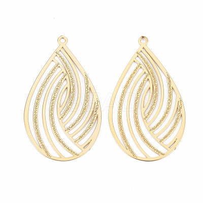 Rack Plating 304 Stainless Steel Filigree Pendants STAS-T057-30G-1
