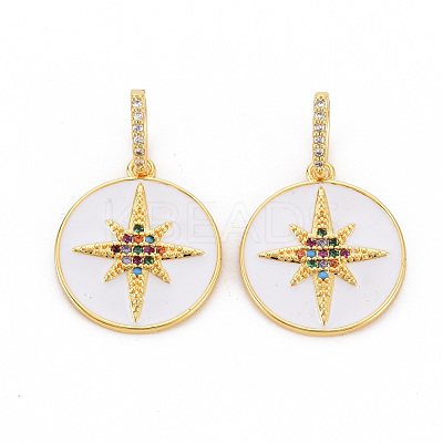 Brass Micro Pave Colorful Cubic Zirconia Pendants KK-S354-334-NF-1
