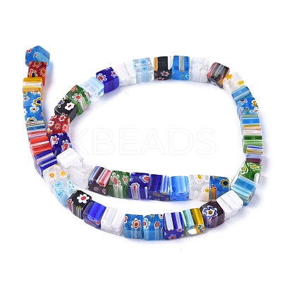 Cube Handmade Millefiori Glass Beads Strands LK-R004-26-1