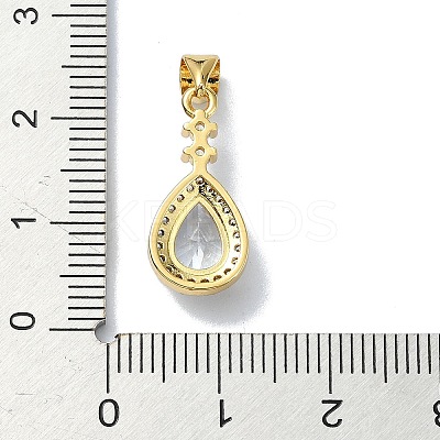 Rack Plating Real 18K Gold Plated Brass Micro Pave Cubic Zirconia Pendants KK-B084-07G-05-1