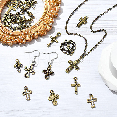 100 Pcs 20 Styles Tibetan Style Alloy Pendants FIND-CJ0003-90-1