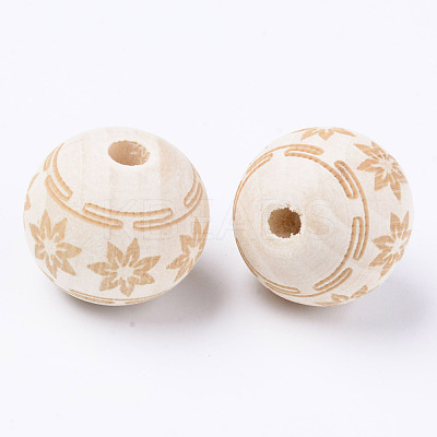 Unfinished Natural Wood European Beads LS-WOOD-S057-010B-1