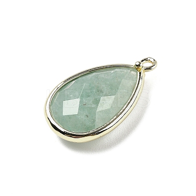 Natural Dyed Green Aventurine Faceted Pendants G-M431-17G-02-1