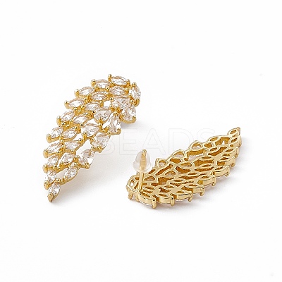 Cubic Zirconia Angel Wing Stud Earrings EJEW-I270-01G-01-1