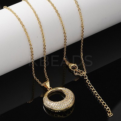 Brass Micro Pave Cubic Zirconia Pendant Necklaces for Women LS-NJEW-U020-01G-01-1