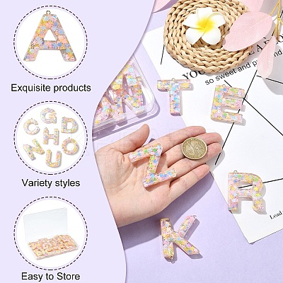 26Pcs 26 Styles Transparent Epoxy Resin Pendants CRES-YW0002-28E-1