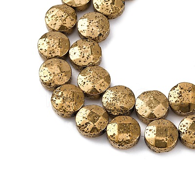 Electroplated Natural Lava Rock Beads Strands G-A256-F01-01C-1