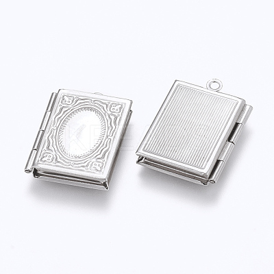 Tarnish Resistant 304 Stainless Steel Locket Pendants STAS-E144-025P-1