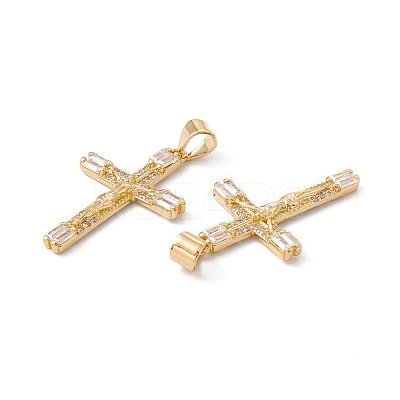 Rack Plating Brass Micro Pave Cubic Zirconia Pendants ZIRC-C040-46G-02-1