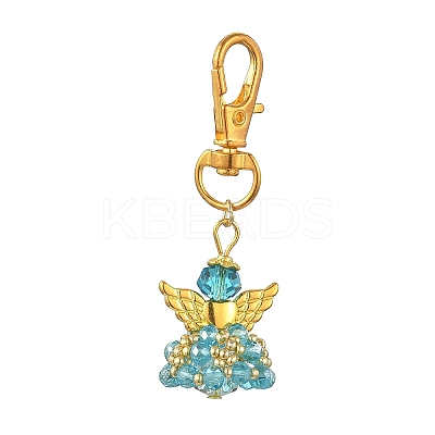 Angel Glass & Alloy Pendant Decorations HJEW-MZ00360-04-1