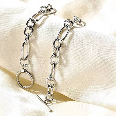 Tarnish Resistant Unisex 304 Stainless Steel Figaro Chain Bracelets LS-BJEW-H541-06A-P-1