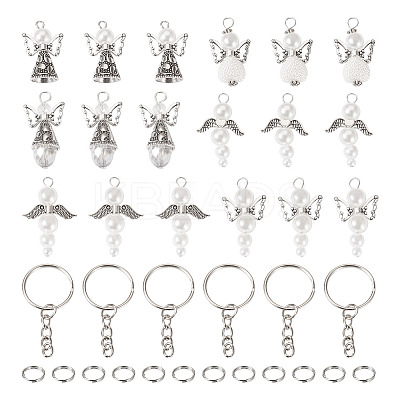 60Pcs 6 Styles Alloy & Glass Pearl Beaded Pendants PALLOY-TAC0162-1