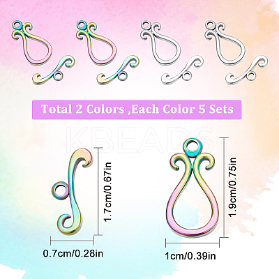 10 Sets 2 Colors 304 Stainless Steel Toggle Clasps STAS-SC0004-23-1