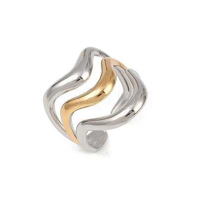 304 Stainless Steel Open Cuff Rings for Women RJEW-K296-03A-GP-1