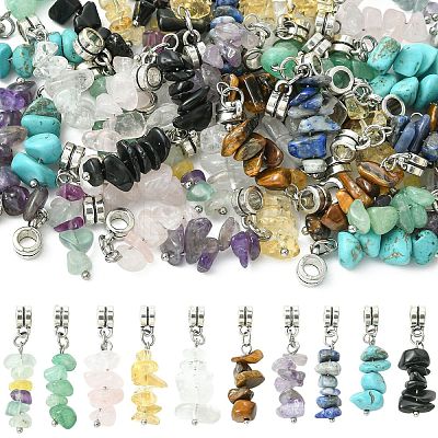 50Pcs 10 Style Natural & Synthetic Gemstone European Dangle Charms HJEW-CJ00093-1