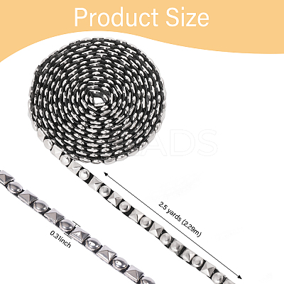 2.5 Yards Stainless Steel Rivet Studed Cord with Adhesive Back OCOR-CA0001-31A-1