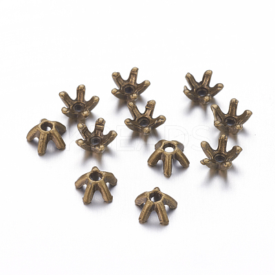 5-Petal Tibetan Style Alloy Bead Caps MLF0663Y-NF-01-1