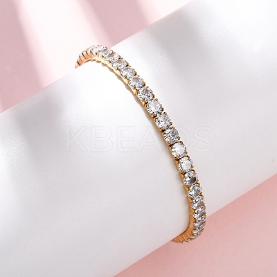304 Stainless Steel with Clear Cubic Zirconia Link Chain Bracelets for Women BJEW-G754-02G-1