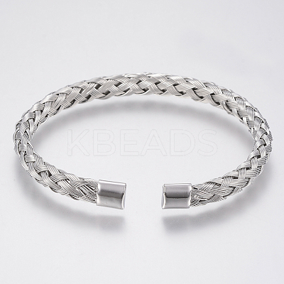 Tarnish Resistant 304 Stainless Steel Cuff Bangles Torque Bangles BJEW-H570-27P-1