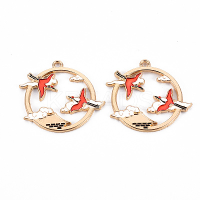 Eco-Friendly Alloy Enamel Pendants ENAM-T011-81B-NR-1