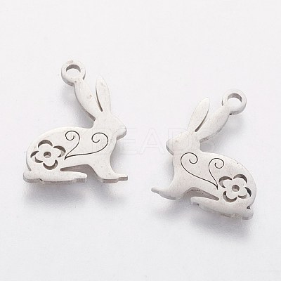 Non-Tarnish 201 Stainless Steel Bunny Pendants STAS-S105-T489-1