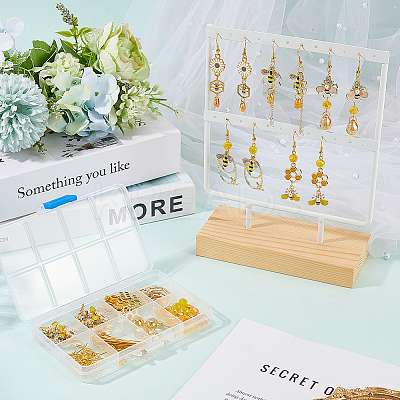 DIY Bees Alloy Enamel and Glass Beads Dangle Earrings Making Kits DIY-SC0030-82-1