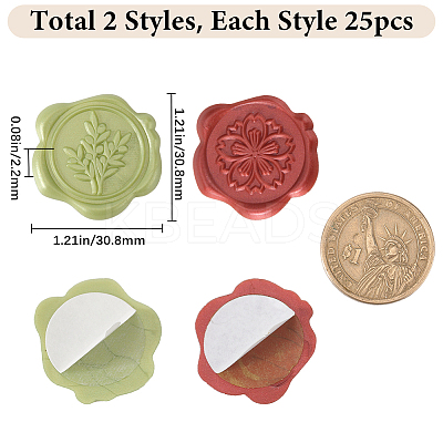 50Pcs 2 Styles Adhesive Wax Seal Stickers DIY-CP0010-26A-1