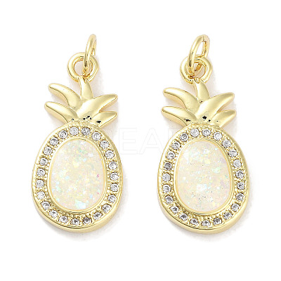 Brass Micro Pave Clear Cubic Zirconia Pendants KK-L213-042G-03-1