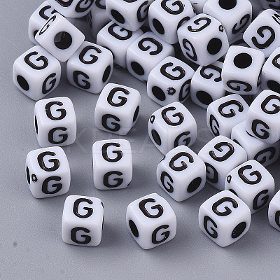 White Opaque Acrylic Beads X-MACR-R869-02G-1