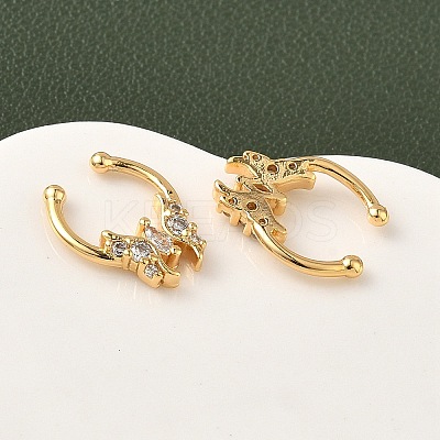 Brass Pave Clear Cubic Zirconia Circular/Horseshoe Barbell Nose Rings EJEW-D337-18E-G-1