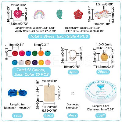 DIY Wood Beaded Bracelets and Keychains Making Kit DIY-PH0008-94-1