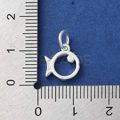925 Sterling Silver Hollow Fish Charms with Jump Rings STER-E071-01S-09-1
