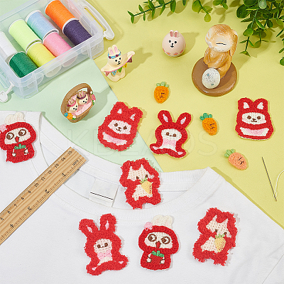 36Pcs 9 Styles Easter Rabbit & Carrot Yarn Knitted Appliques PATC-FG0001-76-1