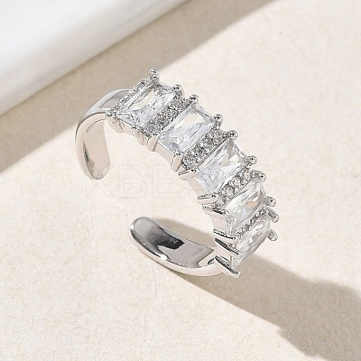 Brass Micro Pave Cubic Zirconia Cuff Open Rings for Women RJEW-L343-16P-04-1
