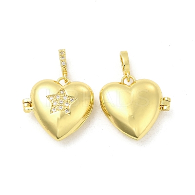 Brass Micro Pave Clear Cubic Zirconia Locket Pendants KK-H441-45LG-1