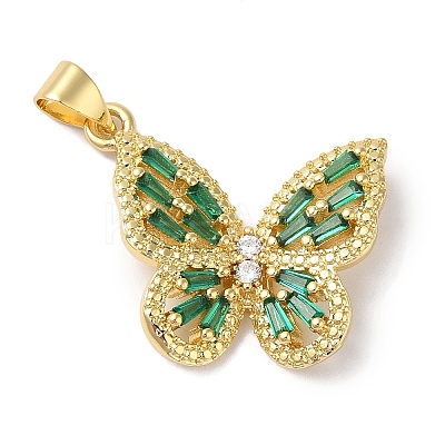 Rack Plating Brass & Cubic Zirconia Pendants KK-L216-014G-02-1