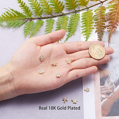 Brass Micro Pave Clear Cubic Zirconia Charms KK-SZ0001-18G-1