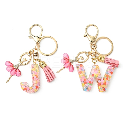 Letter A~Z Transparent Glitter Resin Pendant Keychains KEYC-FZ00024-17-1