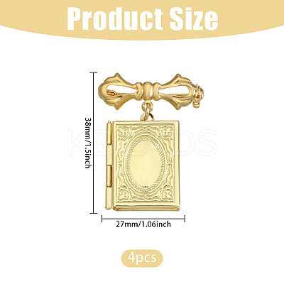 4Pcs Brass Locket Pendants Brooches JEWB-CA00011-1