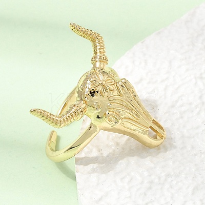 Brass Cuff Open Rings for Women RJEW-F216-04G-1