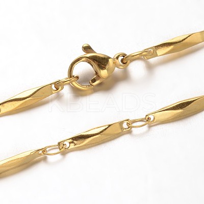 304 Stainless Steel Bar Link Chains Necklaces NJEW-O066-17-1